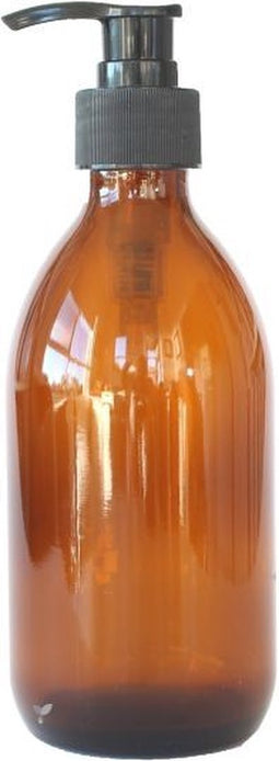Glazen pompflesje 300 ml amber - Pomp 300 ml