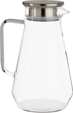 Glazen sapkan/schenkkan karaf met luxe deksel van 1,5 liter - Formaat: 16,3 x 13 x 22 cm - Materiaal borosilicaatglas