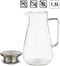 Glazen sapkan/schenkkan karaf met luxe deksel van 1,5 liter - Formaat: 16,3 x 13 x 22 cm - Materiaal borosilicaatglas