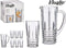 Glazen schenkkan/karaf 1liter 25 x 16 cm met 6 drinkglazen van 250 ML - Sapkan/waterkan en waterglazen
