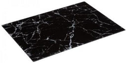 Glazen Snijplank - Marmeren Motief: 40 x 30 cm - UV Gelaagd Glas - Dienblad - Anti-Slip - Zwart