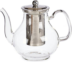 Glazen theepot 1100 ml met filter/infuser en handvat - Theepotten/theekannen van glas - Theepot met thee infuser