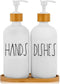 Glazen Zeepdispenser Set met Bamboe Tray - Mat Witte Hand- en Afwaszeep Dispensers - Farmhouse Keuken- en Badkamerdecor