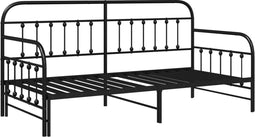 vidaXL - Ligbed - Frame - met - Uitschuifbed - Zwart - 100x200 - cm - Staal
