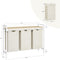 WOLTU - Wasmand met 3 vakken 3x40 l - Was sorteerder met plank - Wit en licht eiken 96 x 71 x 30 cm