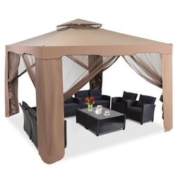 Coast Tuinpaviljoen - Partytent - Vrijstaand - 4 Zijkanten - 3 x 3 m - Bruin