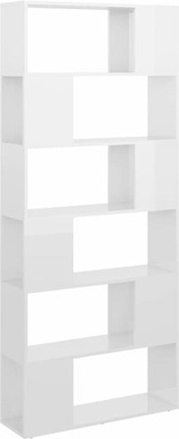 vidaXL - Boekenkast/kamerscherm - 80x24x186 - cm - bewerkt - hout - hoogglans - wit