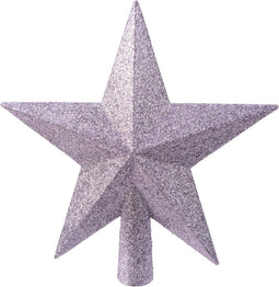 Glitter kerstboom ster piek/topper van kunststof 19 cm - heide lila paars - Kerstversiering