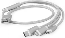 3-in-1 USB laadkabel 1 meter zilver