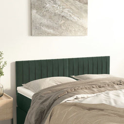 vidaXL - Hoofdborden - 2 - st - 72x5x78/88 - cm - fluweel - donkergroen