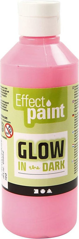 Glow in the dark, 250 ml, fluorescerende lichtrood