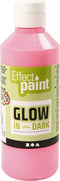 Glow in the dark, 250 ml, fluorescerende lichtrood