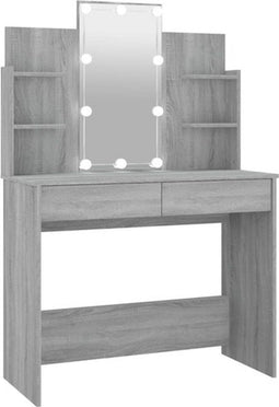 vidaXL - Kaptafel - met - LED-verlichting - 96x40x142 - cm - grijs - sonoma - eiken