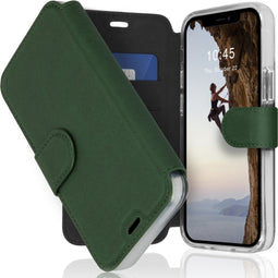 Accezz Hoesje Geschikt voor iPhone 12 Mini Hoesje Met Pasjeshouder - Accezz Xtreme Wallet Bookcase - Donkergroen