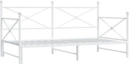vidaXL - Slaapbank - met - onderschuifbed - zonder - matras - 100x190 - cm - staal - wit