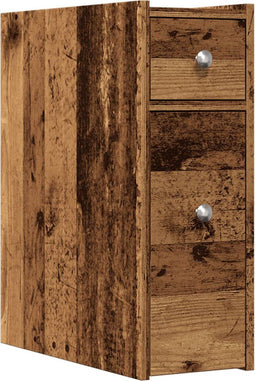 vidaXL - Badkamerkast - smal - met - wielen - bewerkt - hout - oud - houtkleurig