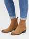 PS Poelman Nolia - Dames Leren Western Enkellaarzen - Ritssluiting 4 cm hak - Cappuccino Beige - Maat 40