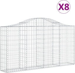 vidaXL - Schanskorven - 8 - st - gewelfd - 200x30x100/120 - cm - ijzer