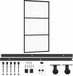 vidaXL - Schuifdeur - met - beslag - 102x205 - cm - aluminium - en - ESG-glas