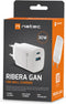 Natec Ribera GaN - Oplader 30W - 2 poorten USB-A en USB-C - Snellaadtechnologie (Power Delivery 3.0, Quick Charge 3.0)