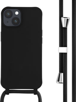 iMoshion Hoesje Geschikt voor iPhone 14 Hoesje Met Koord - iMoshion Siliconen hoesje met koord - Zwart