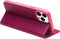 Qialino - Geschikt voor iPhone 15 Pro Max - Leren bookcase hoes - Croco Roze
