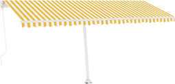 vidaXL - Luifel - handmatig - uittrekbaar - met - LED - 500x300 - cm - geel - en - wit