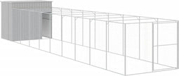 vidaXL - Hondenhok - met - ren - 214x1069x181 - cm - staal - lichtgrijs