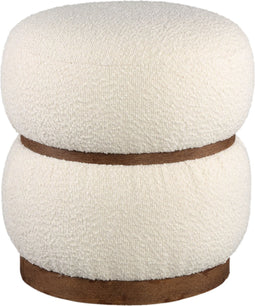 PTMD Poef Vanna - 38x38x41 cm - Hout - Creme