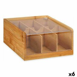 Box for Infusions Kinvara JWKW-4344 Bruin Bamboe 22 x 10 x 20,5 cm Thee (6 Stuks)