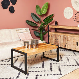 Salontafel mangohout - Salontafel Ben - Salontafel industrieel 110 cm