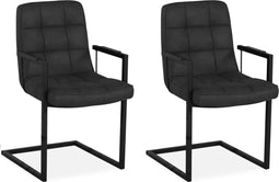 MX Sofa Stoel Aaron met armleuning en freeswing onderstel kleur Antraciet - set van 2 stoelen