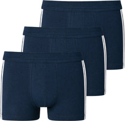 Schiesser 95/5 - Heren Shorts 3-pack - Biologisch katoen met sportieve strepen - donkerblauw (3-pack)