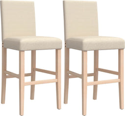 vidaXL - Barstoelen - 2 - st - massief - rubberhout - en - stof