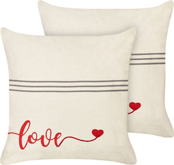 PLUMERIA - Sierkussen set van 2 - Beige - 45 x 45 cm - Katoen