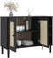vidaXL - Dressoir - SENJA - 112x40x80 - cm - rattan - massief - grenenhout - zwart