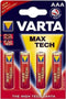Varta Max Tech AAA - Alkaline batterijen - Longlife Max Power - (4 pack)