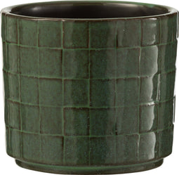 J-Line bloempot Vierkant - keramiek - groen - small - 2 stuks - Ø 12 cm