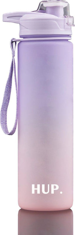 Hup Motivatie Drinkfles - Waterfles 1 Liter - Tijdmarkering en Drinktuit - Paars/Roze