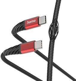 Hama Extreme - Oplaadkabel USB-C naar USB-C - 150cm - Rood Zwart