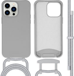 iMoshion Hoesje Geschikt voor iPhone 14 Pro Max Hoesje Met Koord - iMoshion Color Backcover met afneembaar koord - Grijs