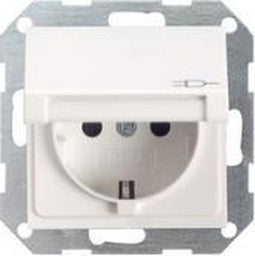 IP44 Wandcontactdoos met randaarde en klapdeksel Wit Mat