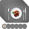 Set van 12 placemats, 6 placemats, afwasbaar en 6 onderzetters, pvc, placemats (41 x 31 cm), antislip, wasbaar, donkergrijs - hittebestendig