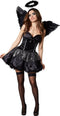 Dressforfun Hete Engel XXL - Verkleedkostuum Halloween - Mouwloze jurk met spaghettibandjes - Zwart met zilveren accenten