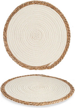 Hometique - PLACEMAT WIT/BRUIN NATUURLIJKE VEZEL (35 X 1 X 35 CM)