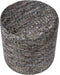 Atmooz - Poef Alice - Tiano Gunmetal - Ronde voetenbank - Jacquard velvet met print - 45cm