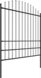 vidaXL - Tuinhek - met - speren - bovenkant - (1,75-2)x3,4 - m - staal - zwart