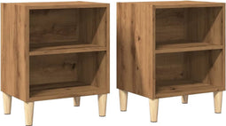 vidaXL - Nachtkastjes - 2 - st - 40x30x50cm - bewerkt - hout - artisanaal - eikenkleur