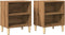 vidaXL - Nachtkastjes - 2 - st - 40x30x50cm - bewerkt - hout - artisanaal - eikenkleur