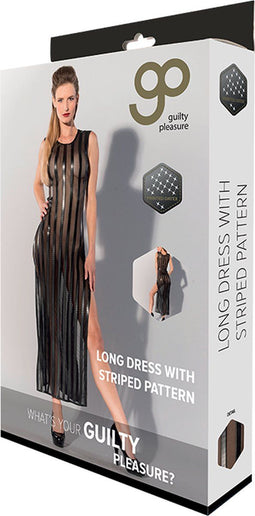Guilty Pleasure - Printed Datex gestreepte lange jurk - M